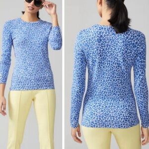 J. McLaughlin Lenny Blue and White Celandine Pullover Lightweight Sweater